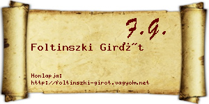 Foltinszki Girót névjegykártya